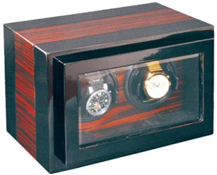 Шкатулка для подзавода 2-х механических часов- коричневого цвета от компании Aubolex.
