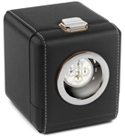 Шкатулка для хранения часов от Итальянской компании Scatola del Tempo для подзавода 1-х часов (черная кожа, окошко желтый металл)